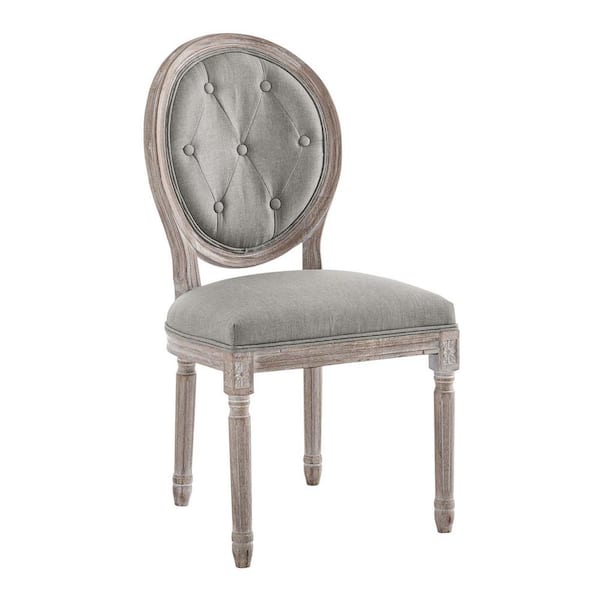 MODWAY Arise Vintage Light Gray French Upholstered Fabric Dining Side Chair