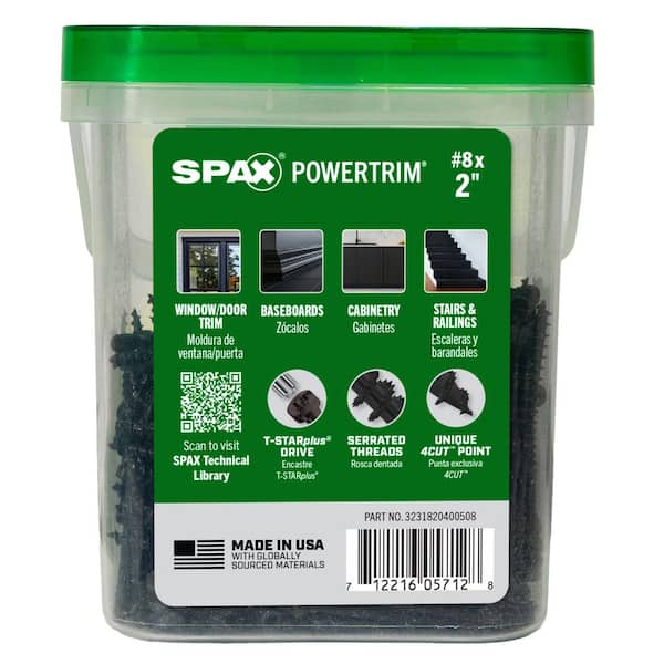 SPAX #8 x 2 in. Black Powertrim Exterior & Interior T10 T-Star
