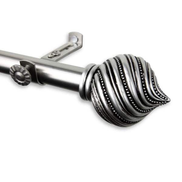 Rod Desyne 48 in. - 84 in. Telescoping Single Curtain Rod Kit in Satin Nickel with Bisque Finial