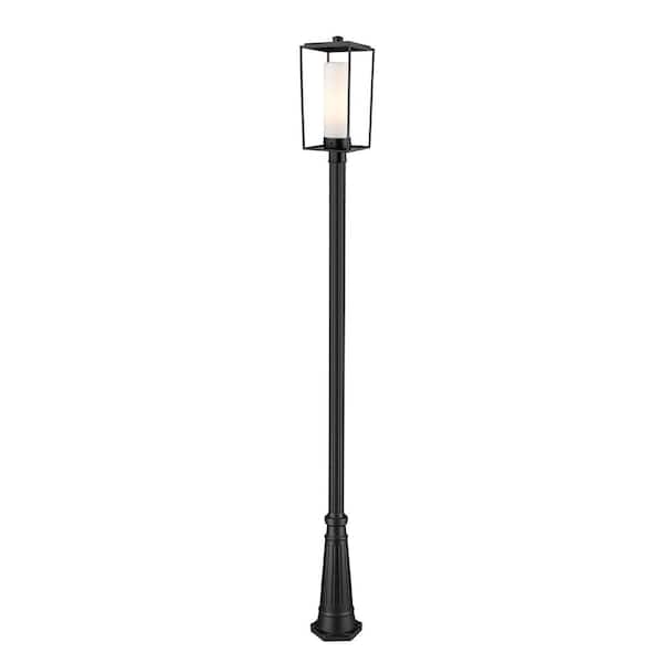 Unbranded Sheridan 1-Light Black 116.5 in. Aluminum Hardwired Outdoor Weather Resistant Post Light Set with No Bulb Included