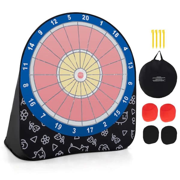 Large Dart Board for Kids with 4 Kick Balls, Carrying Bag Giant Outdoor Kick Black