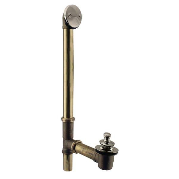 Westbrass Twist and Close Bath Waste and Overflow for 22 in. Maximum Make-Up, Polished Nickel