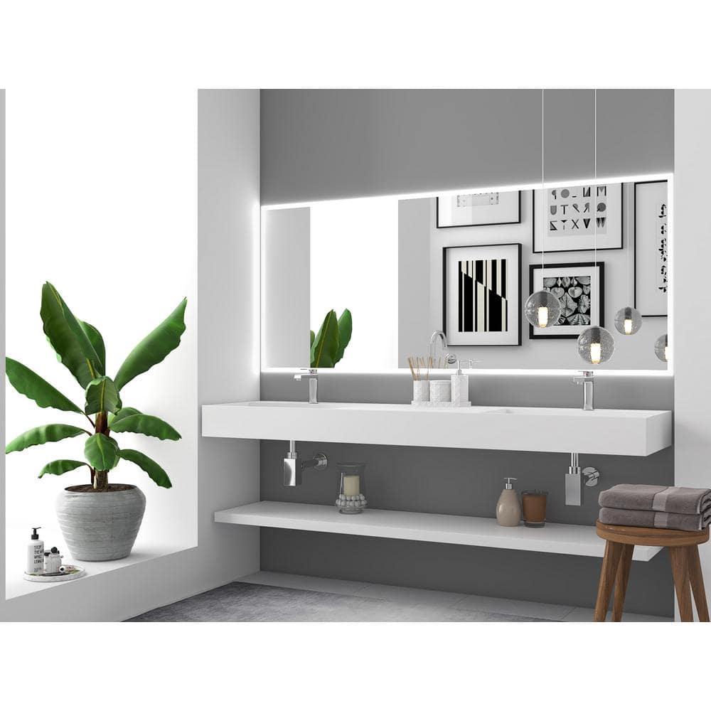 Juniper 72" Matte White Stone Wall-Mounted Double Basin Sink