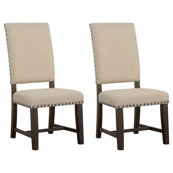 Coaster Twain Upholstered Side Chairs Beige (Set of 2)