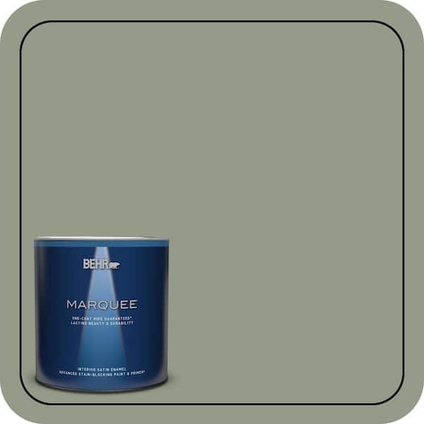 BEHR MARQUEE 1 qt. #430F-4 False Cypress Satin Enamel Interior Paint & Primer