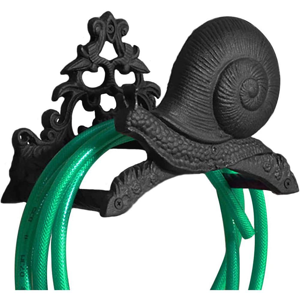 Cast Iron Garden Hose Guide - Decorative Bird On Rose Flower Bed Stake, 12.5" Tall, Brown