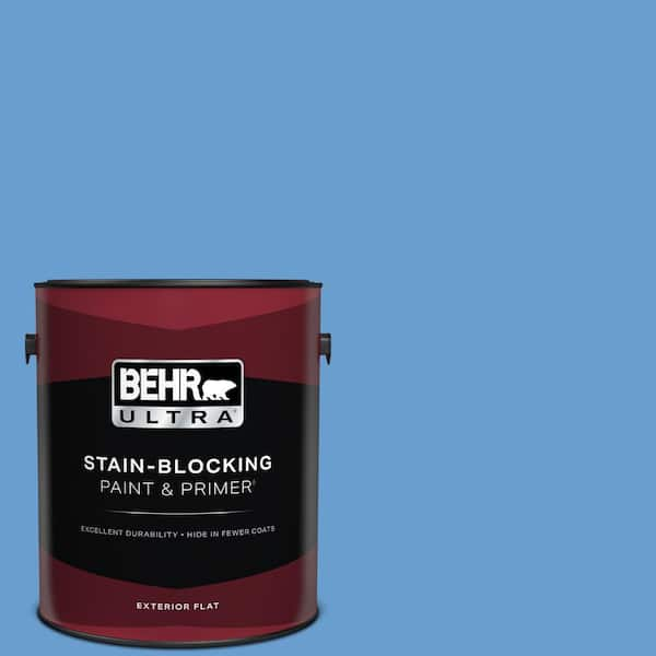 BEHR ULTRA 1 gal. #570B-5 Gulf Stream Flat Exterior Paint & Primer