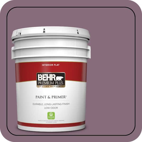BEHR PREMIUM PLUS 5 gal. #S110-6 Plum Royale Flat Low Odor Interior Paint & Primer