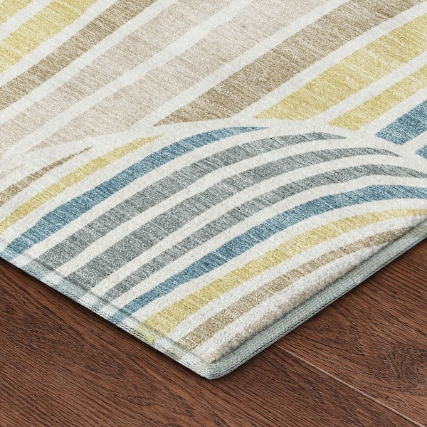 Mayfield Premium Machine Washable Abstract AMF2546 Ivory 2 ft. x 3 ft. Accent Rug