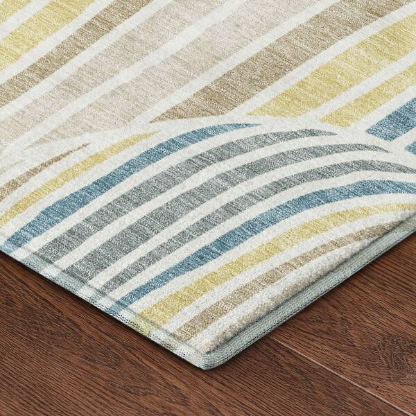 Mayfield Premium Machine Washable Abstract AMF2546 Ivory 3 ft. x 5 ft. Area Rug