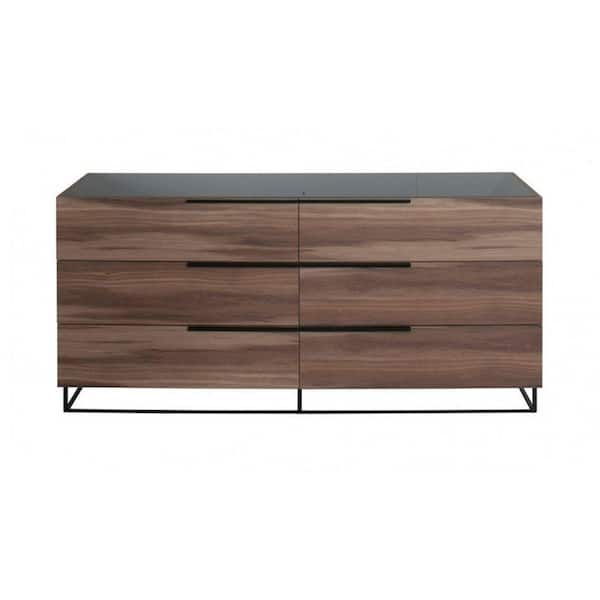 Benjara 19 in. Brown 6-Drawer Wooden Dresser without Mirror