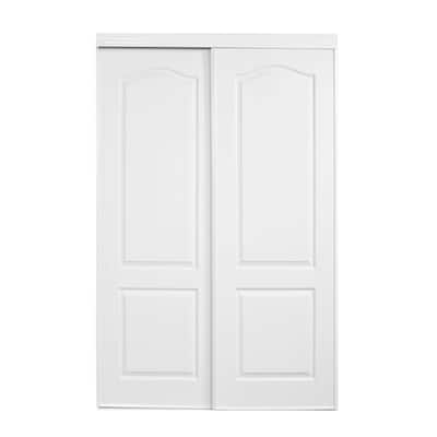 59 in. x 80 in. 109 Series Primed 2 Panel Arched Top Design Primed MDF Sliding Door
