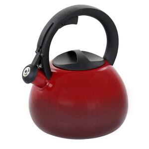 Sanborn 10-Cup Stainless Steel Whistling Tea Kettle in Red