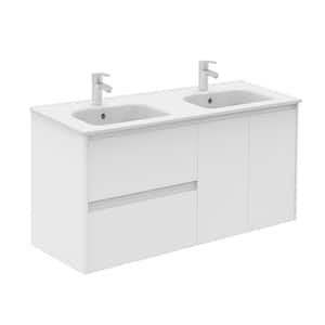 Ambra 47.5 in. W x 18.1 in. D x 22.3 in. H Single Sink Bath Vanity in Matte White with Gloss White Ceramic Top