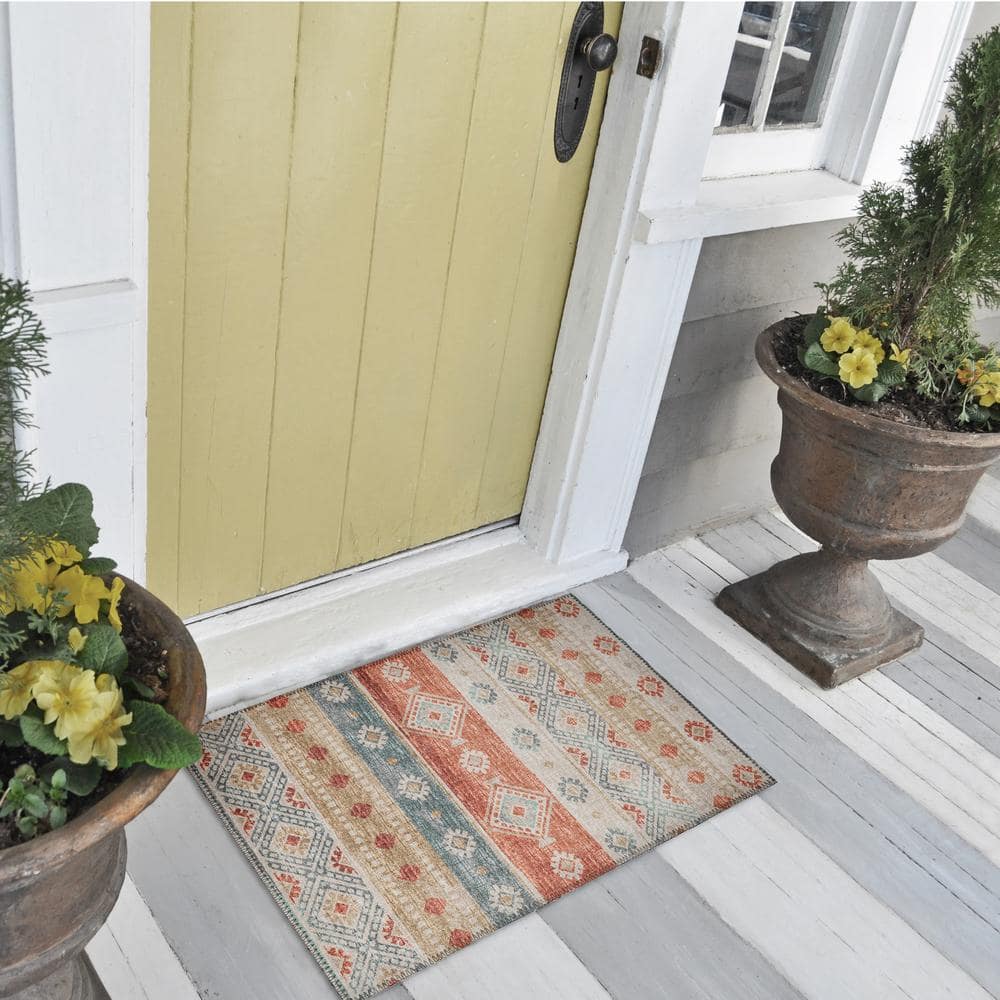 Yuma Desert Multicolor Chenille Rectangular Washable Area Rug