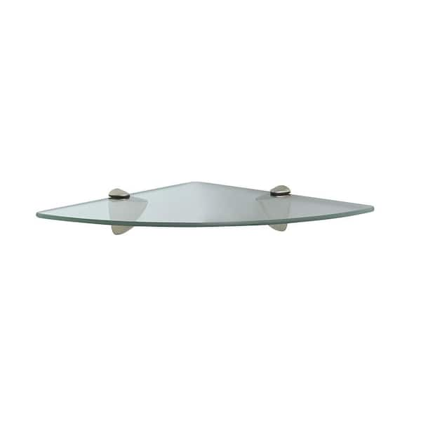 Knape & Vogt 12 in. D x 12 in. W x 2.25 in. H Satin Nickel Glass Corner Decorative Shelf