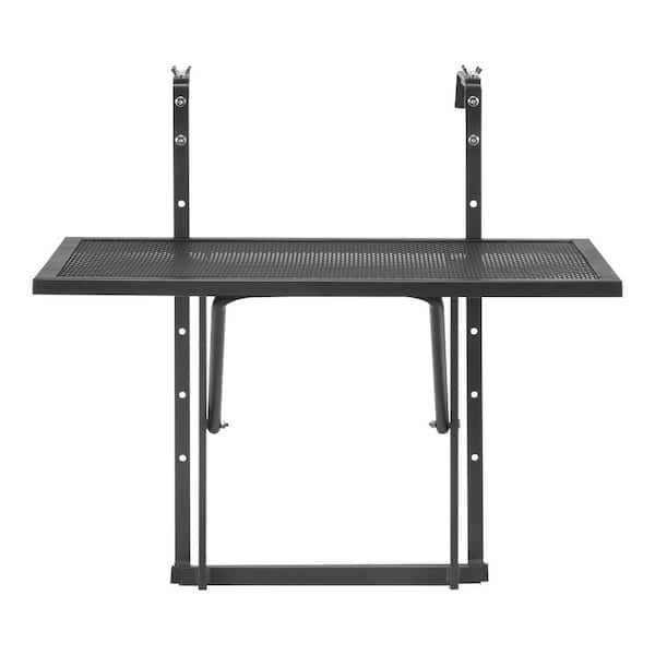 SKYSHALO Balcony Hanging Table, 19x24 in. Metal Folding Balcony Railing Table, Outdoor Balcony Bar Table for Railings, Adjustable