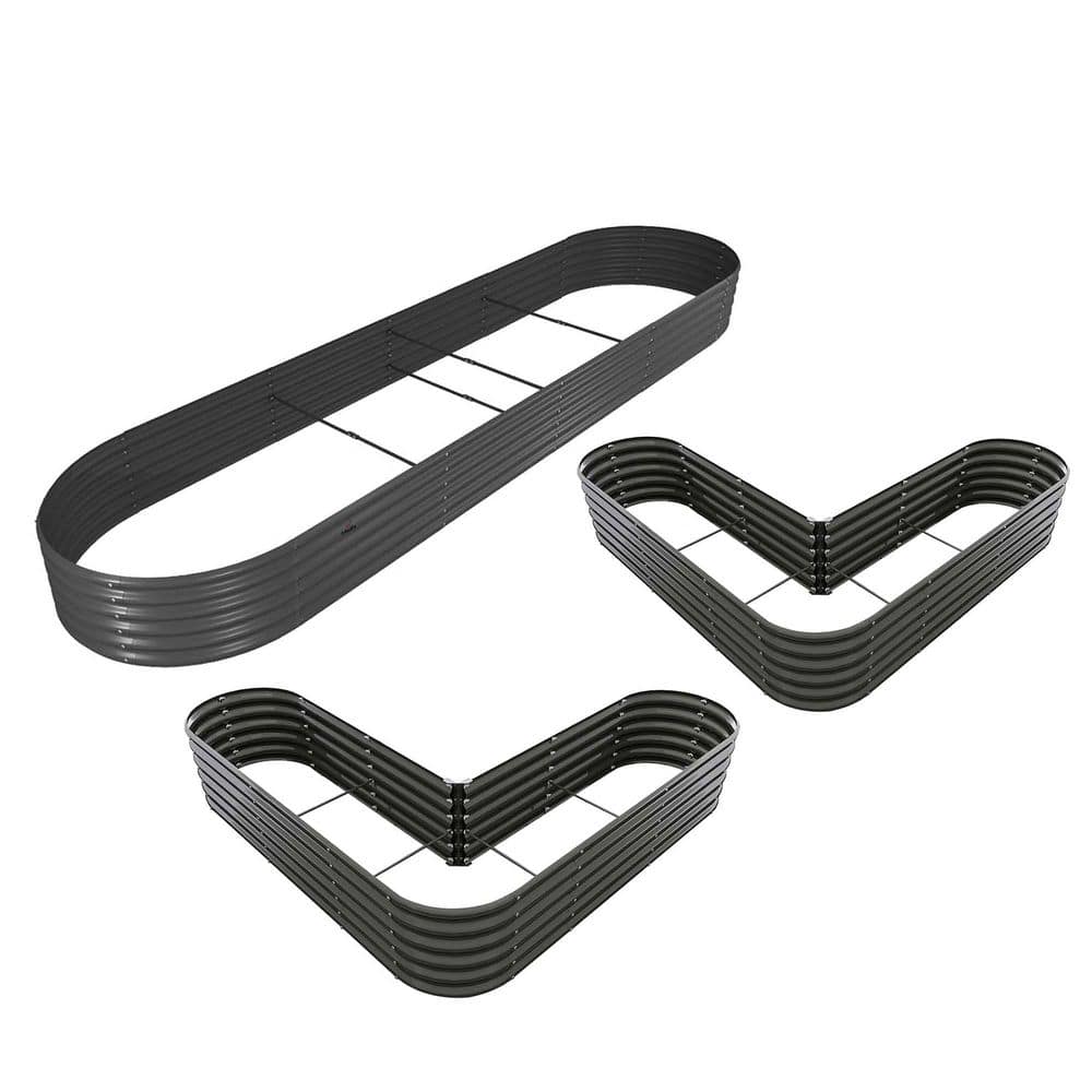 81 in. 3-Pack Black Metal Galvanized Raised Garden Beds Outdoor for Planting Vegetables Flowers Herb price history on PriceWatchPro