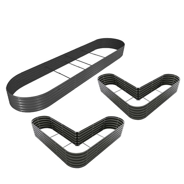 81 in. 3-Pack Black Metal Galvanized Raised Garden Beds Outdoor for Planting Vegetables Flowers Herb