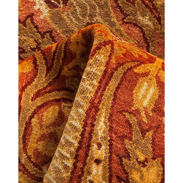 Mogul Yellow 3 ft. x 13 ft. Oriental Wool Indoor Runner Rug