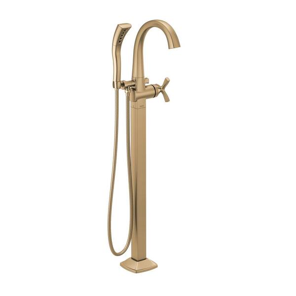 Delta Stryke Gold 1-Handle Floor Mount Tub Filler Trim Kit in Champagne Bronze with Hand Shower (Valve Not Included)