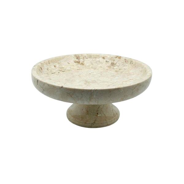 Creative Home 10 in. x 10 in. x 4.375 in. Fruit Bowl on Pedestal in Champagne Marble