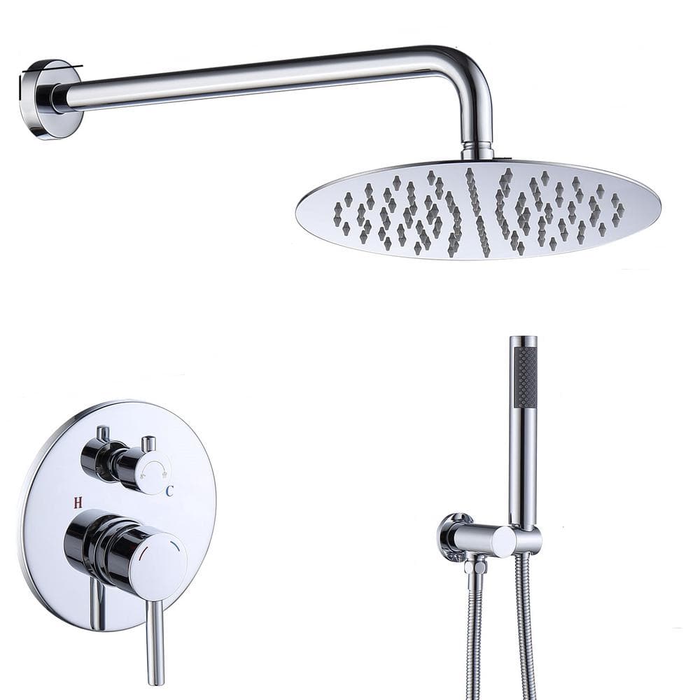 1-Spray Patterns with 1.8 GPM 10 in.Wall Mount Rain Fixed Shower Head with Brass Valve Rough-In in Chrome price history on PriceWatchPro