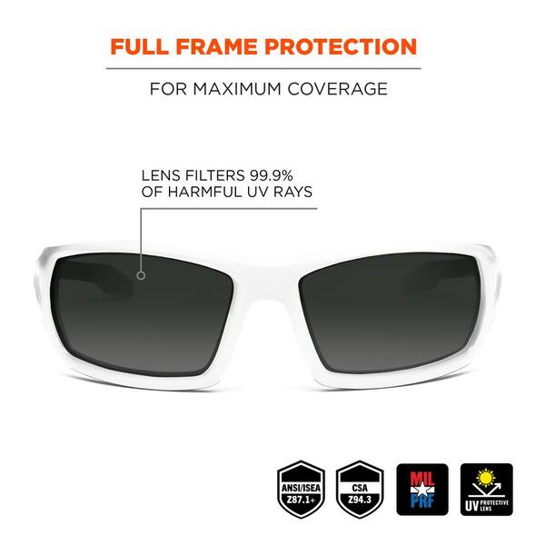 Ergodyne Skullerz Odin White Polarized Safety Glasses, Tinted Lens