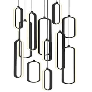 Sienna 174-Watt 12-Light Black Cluster Integrated LED Pendant Light