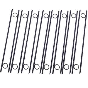 16-Pieces Black Grip Rebar 3/8 in. x 18 in. Steel Durable Heavy-Duty Tent Canopy Ground Stakes w/Angled End & 1 in. Loop