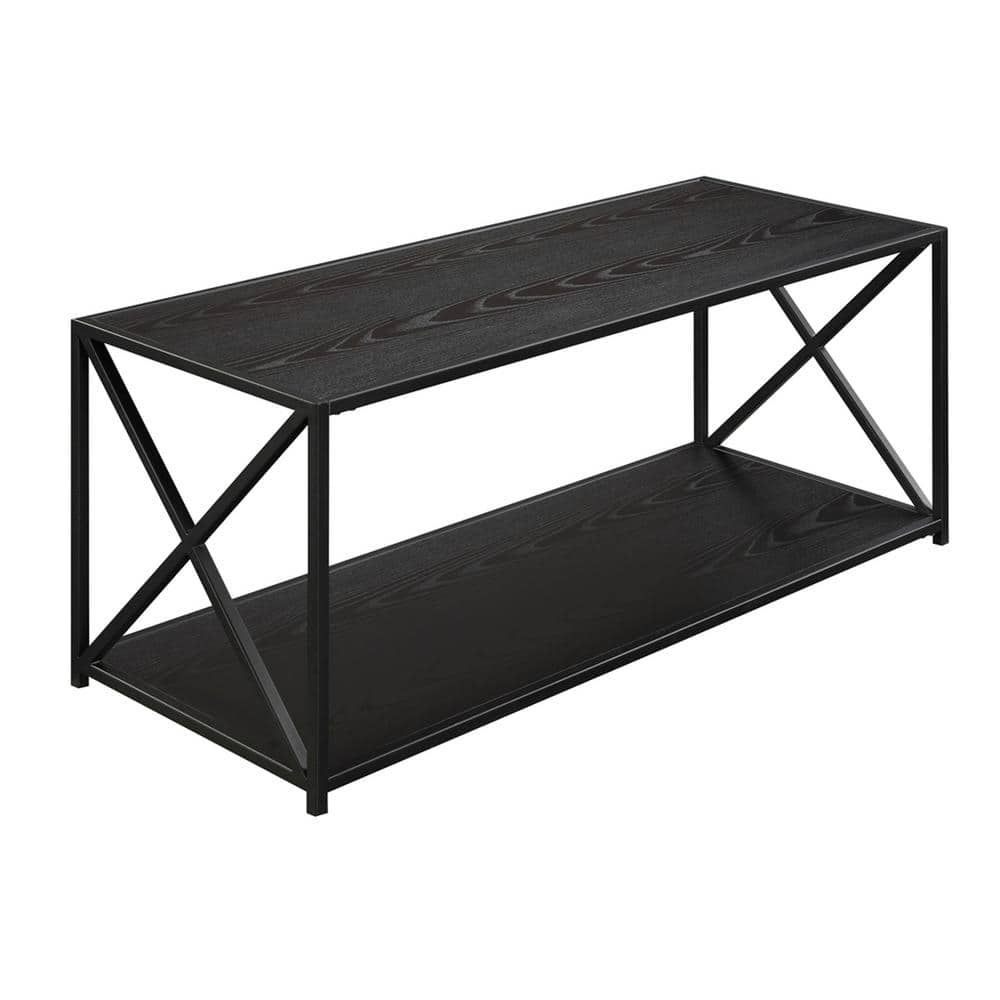 UPC 095285415748 product image for Tucson 42 in. Black Large Rectangle Wood Coffee Table with Shelf | upcitemdb.com