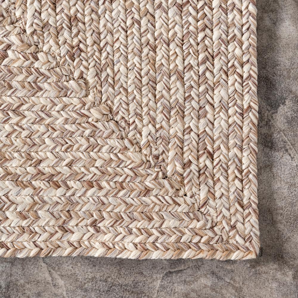 Tan Oval 4' x 6' Braided Synthetic Indoor/Outdoor Rug