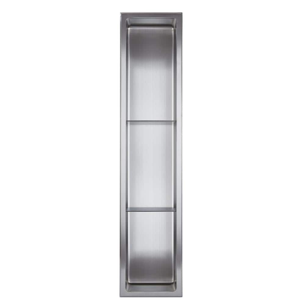 Brushed Stainless Steel Triple Shelf Shower Niche