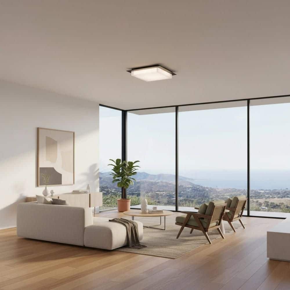 14 in. Square Black Ceiling Light, 25W LED Flush Mount with Dimmable 3-Color for Bathroom Living Room No Bulbs Included price history on PriceWatchPro