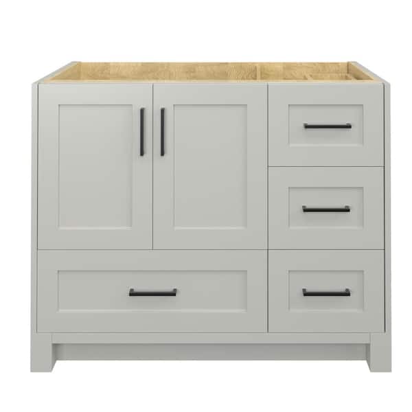 Zeafive 42 in. W x 21.5 in. D x 33.5 in. H Left Sink Bath Vanity Cabinet without Top Bathroom Vanity Cabinet in Light Gray