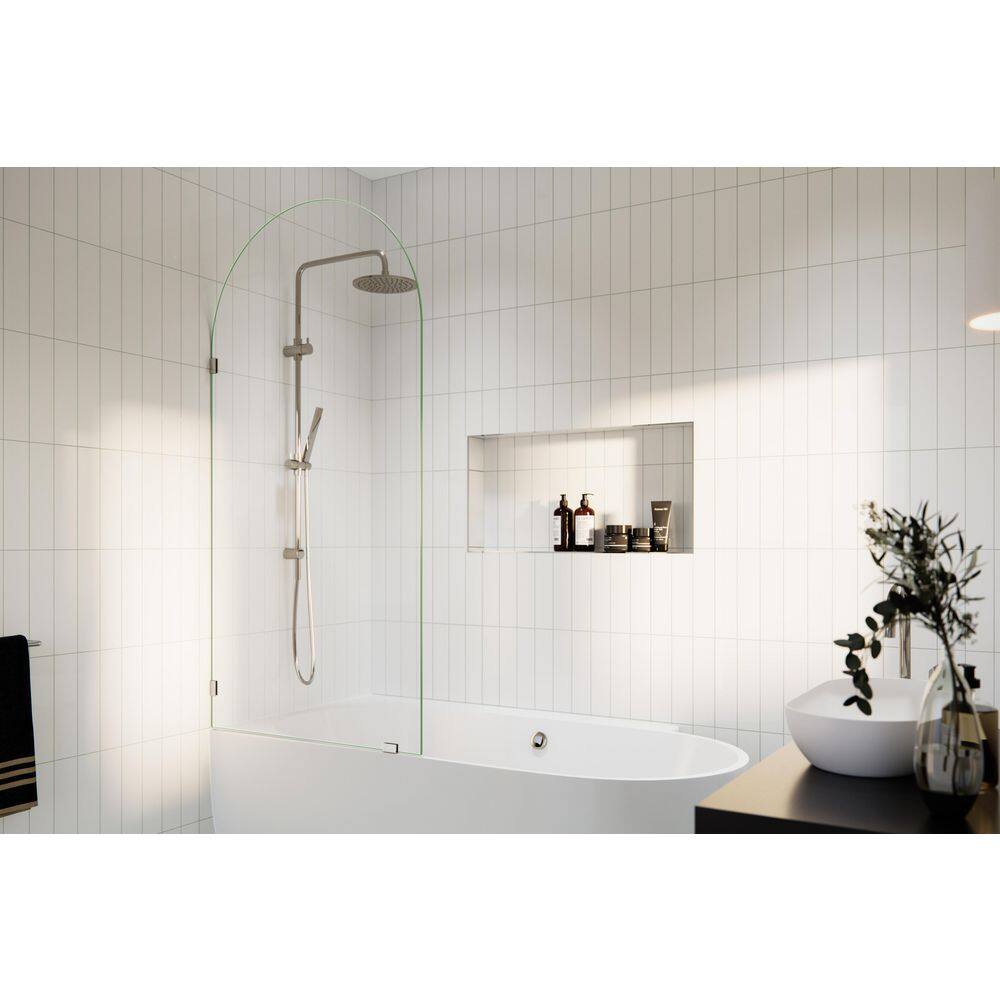 Venus 34 in. W x 66.75 in. H Single Fixed Frameless Arched Tub Door in Polished Nickel with Clear Glass price history on PriceWatchPro