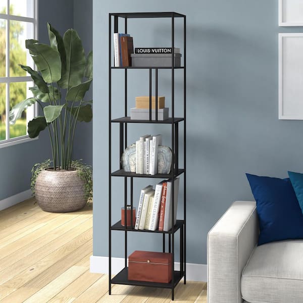 Ernest 76 in. Blackened Bronze 5-Shelf Standard Bookcase