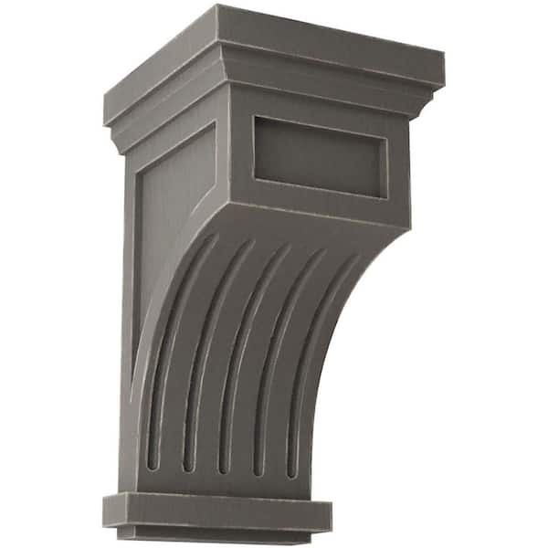 Ekena Millwork 7 in. x 13 in. x 7-1/2 in. Reclaimed Grey Fluted Wood Vintage Decor Corbel