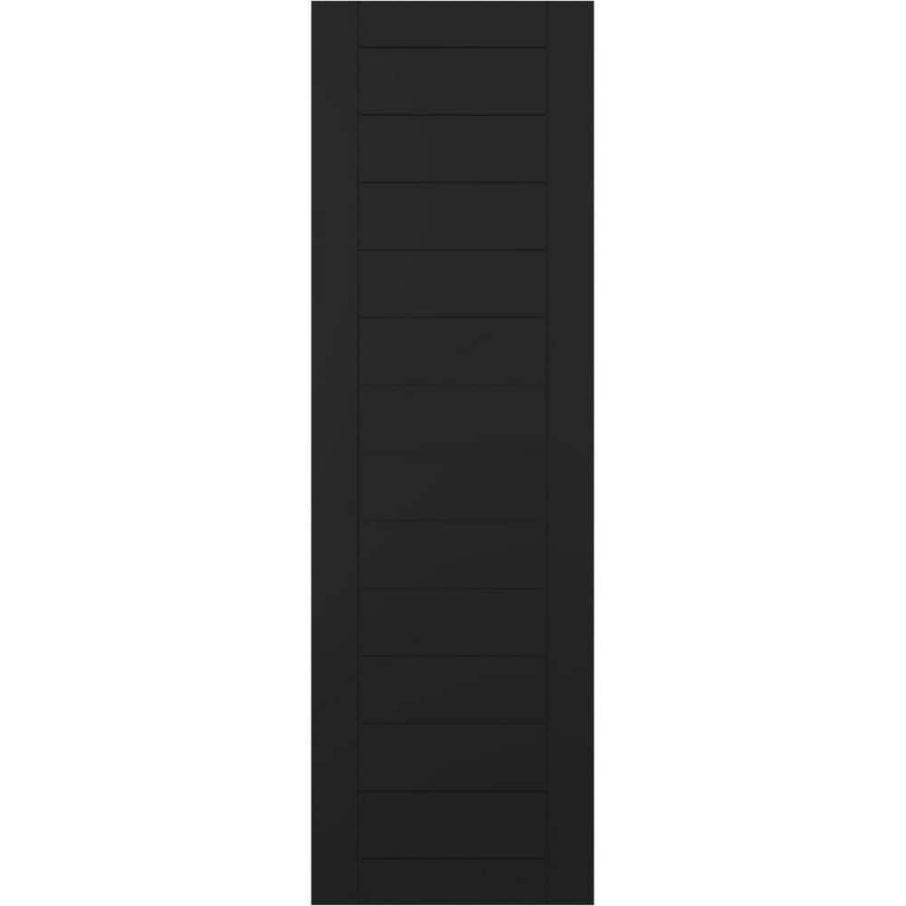 12 in. x 50 in. PVC True Fit Horizontal Slat Framed Modern Style Fixed Mount Board and Batten Shutters Pair in Black price history on PriceWatchPro