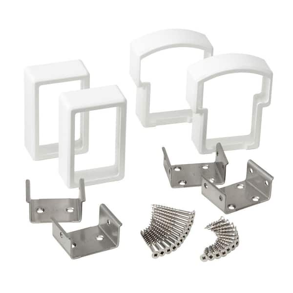 TAM-RAIL PVC White Straight Rail Bracket Kit (4 Brackets, 4 Covers and Hardware)