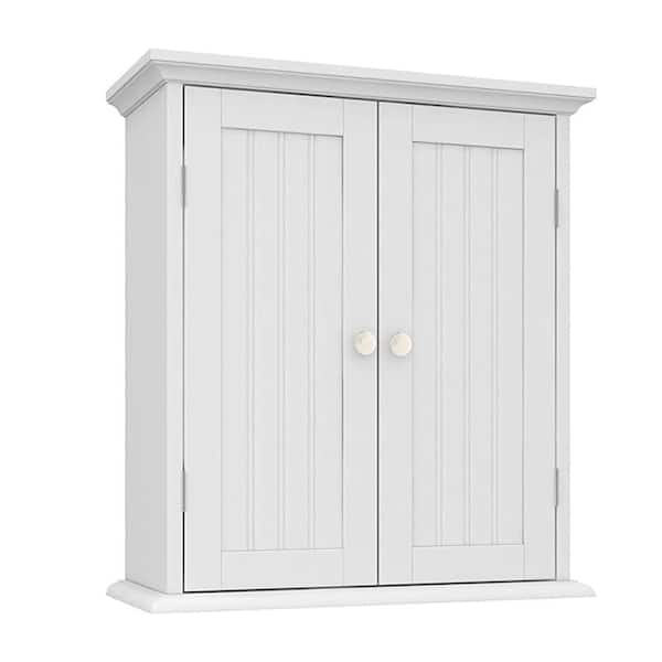 Unbranded 21 in. W x 8.8 in. D x 24 in. H Wood Bathroom Storage Wall Cabinet with 2 Doors and Adjustable Shelves in White