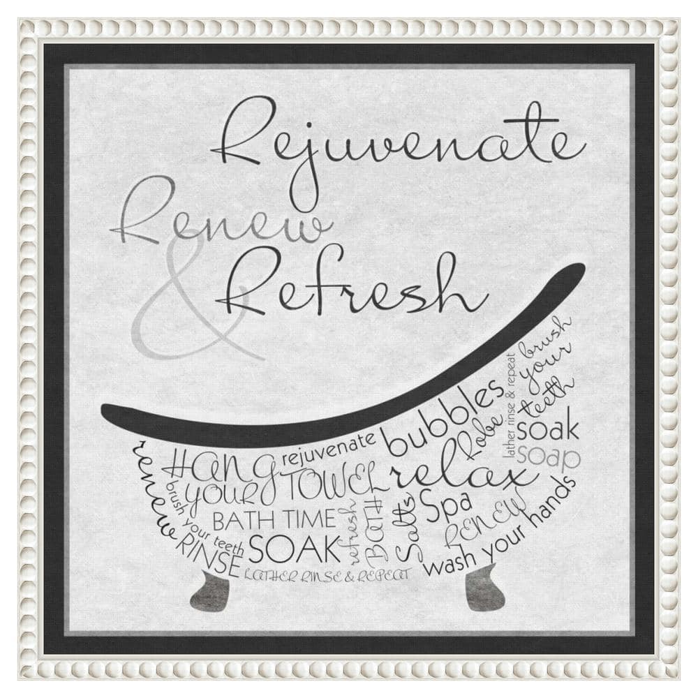 Rejuvenate Renew Refresh Beaded White Canvas Wall Art