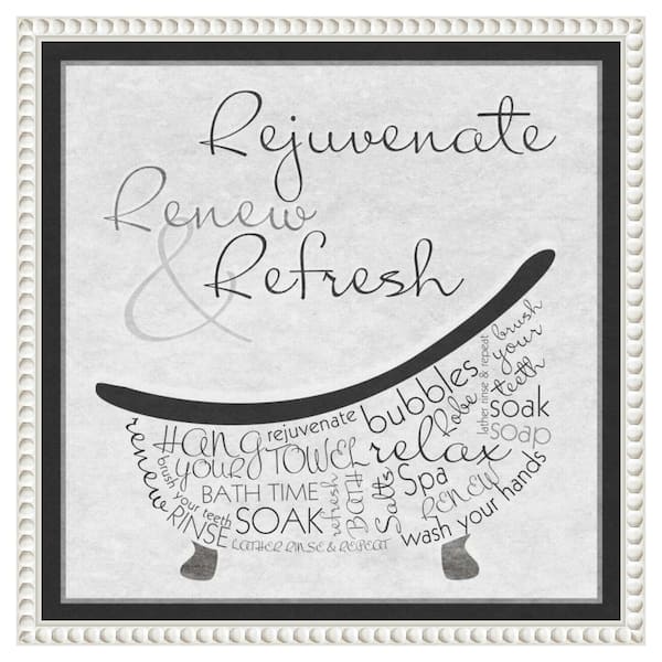 Amanti Art "Bath Time I" by SD Graphics Studio 1-Piece Floater Frame Giclee Typography Canvas Art Print 16 in. x 16 in.