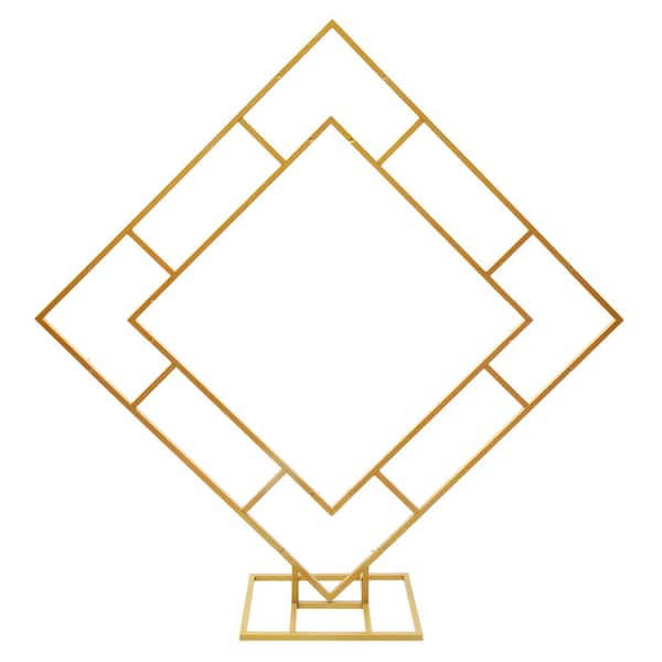 YIYIBYUS 78.8 in. x 78.8 in. Gold Metal Square Double Tube Wedding Arch Kit Background Decoration Stand Arbor