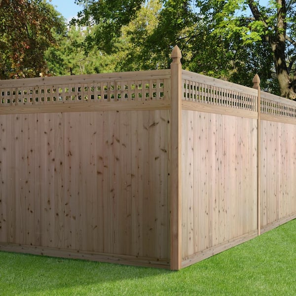 6 ft. x 8 ft. Pressure-Treated Wood Square Lattice Top Fence Panel