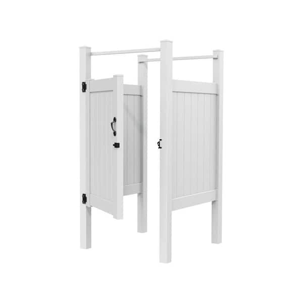 Barrette Outdoor Living 4 ft. x 4 ft. Vinyl Privacy Outdoor Shower Stall Kit with Un-Assembled Gate