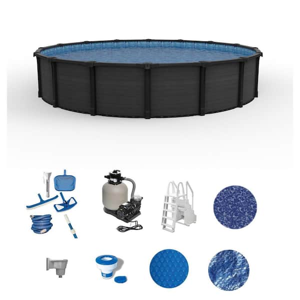 Bimini 18 ft. Round 52 in. Deep Hard Side Above Ground Deluxe Pool Package