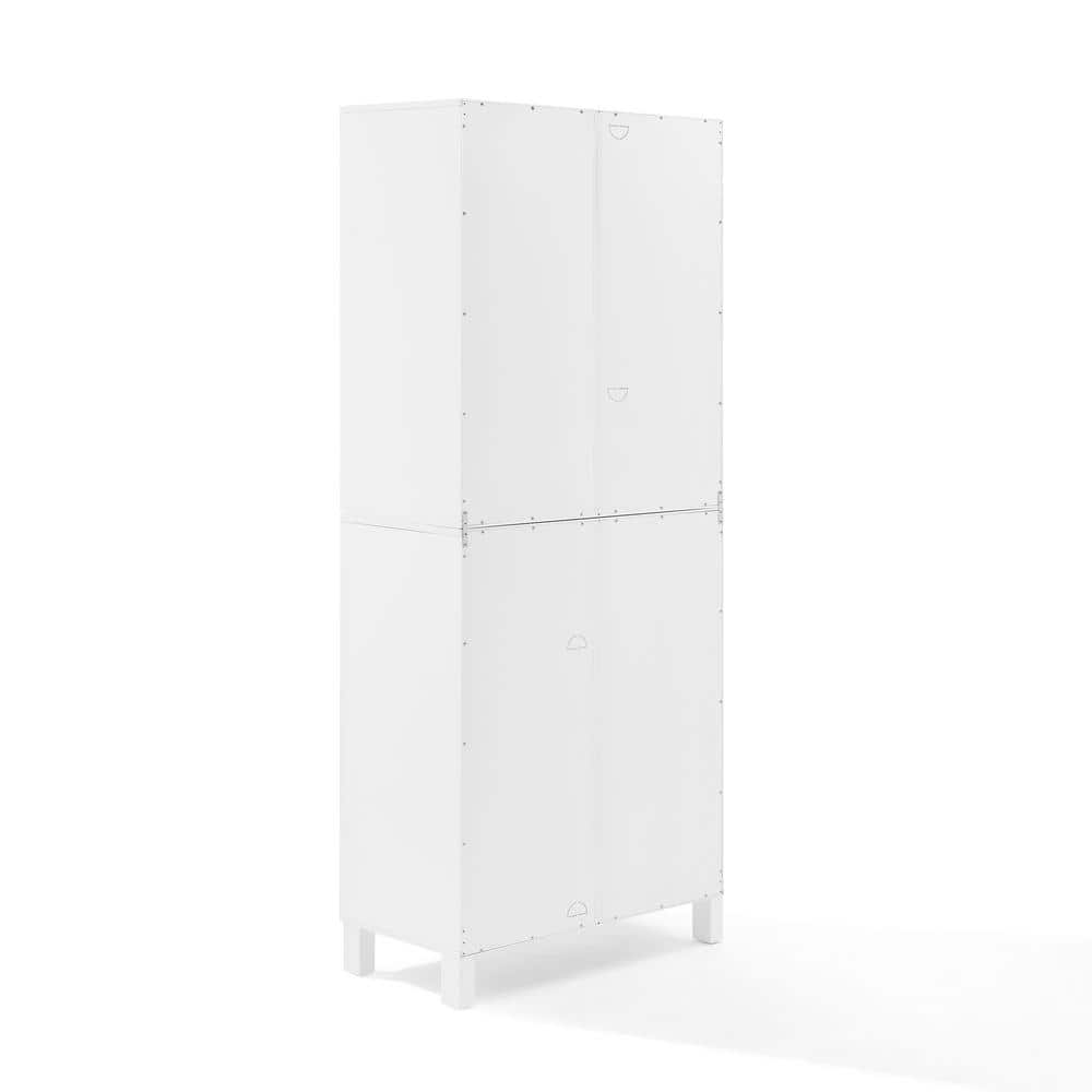 White Tall Cabinet with Adjustable Shelving and Glass Doors