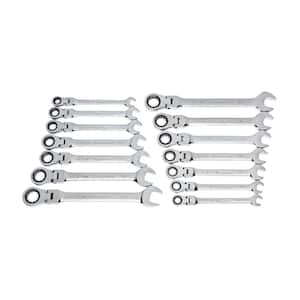 SAE/Metric 72-Tooth Flex Head Combination Ratcheting Wrench Tool Set (14-Piece)