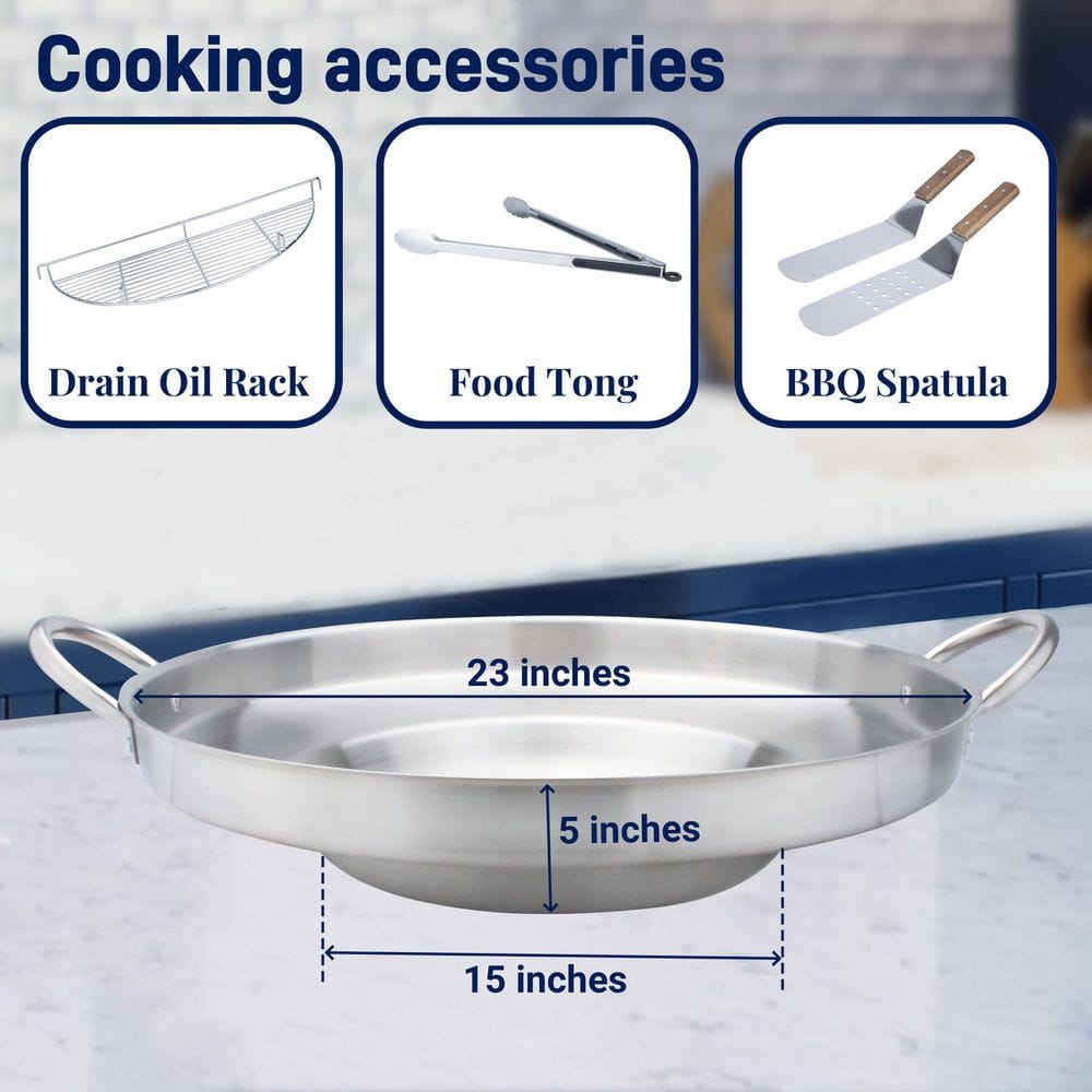 ARC 23" Black Stainless Steel Propane Burner Comal Set